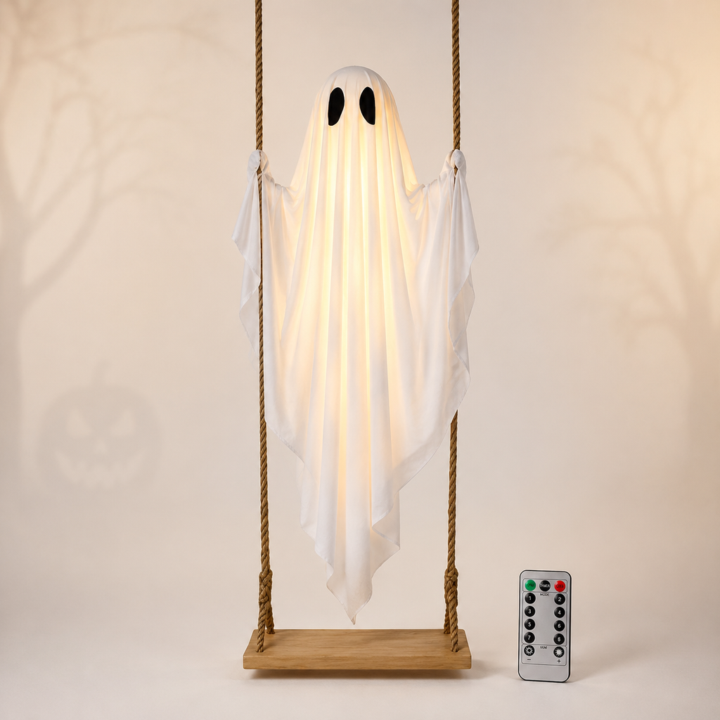 6FT Light-Up Hanging Ghost Swing with Remote