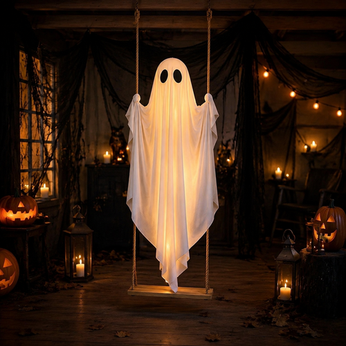 6FT Light-Up Hanging Ghost Swing with Remote