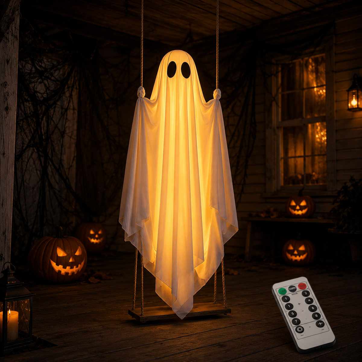 6FT Light-Up Hanging Ghost Swing with Remote