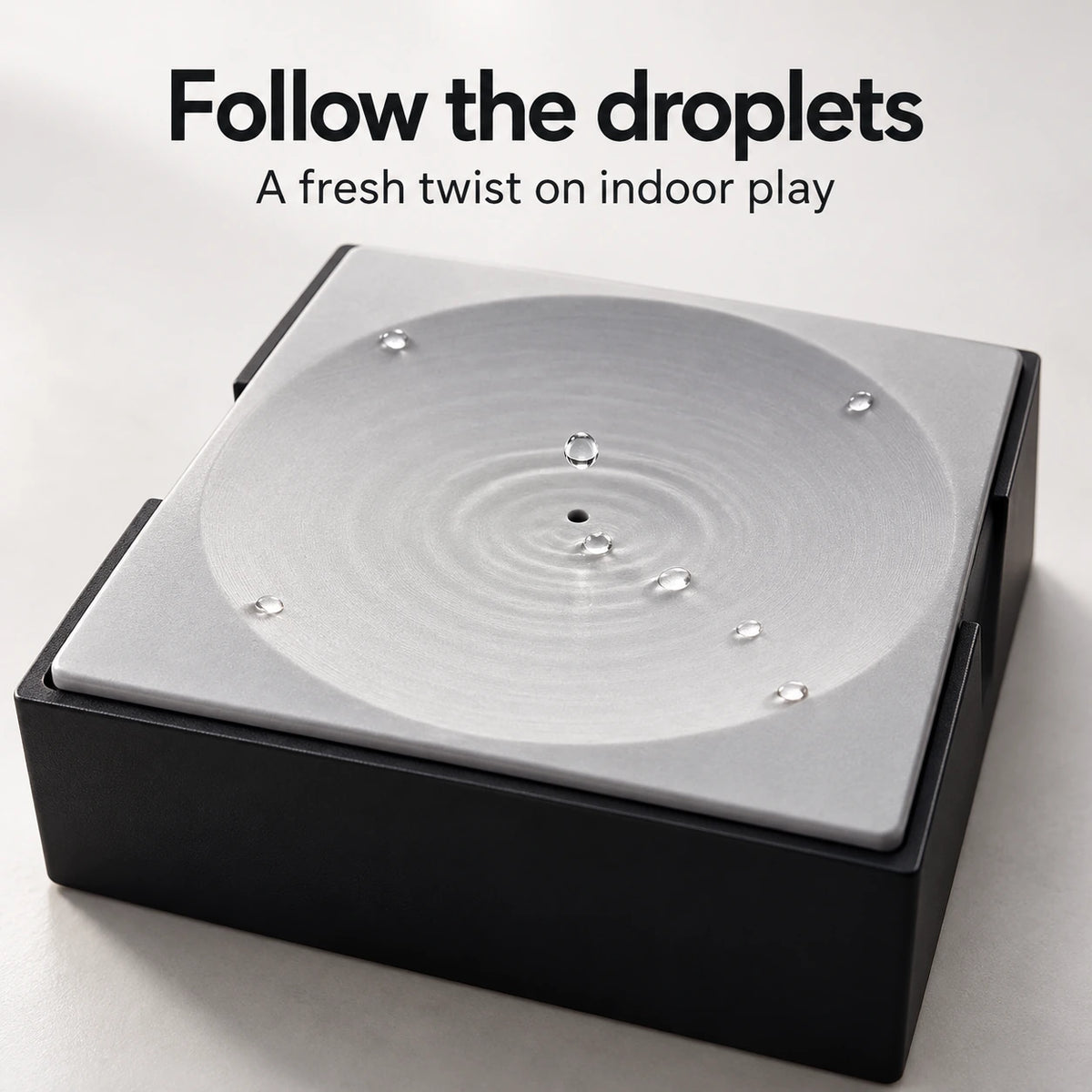 Close view of droplets on the shallow play surface
